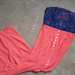 NWT Neon coral and bright blue maxi dress